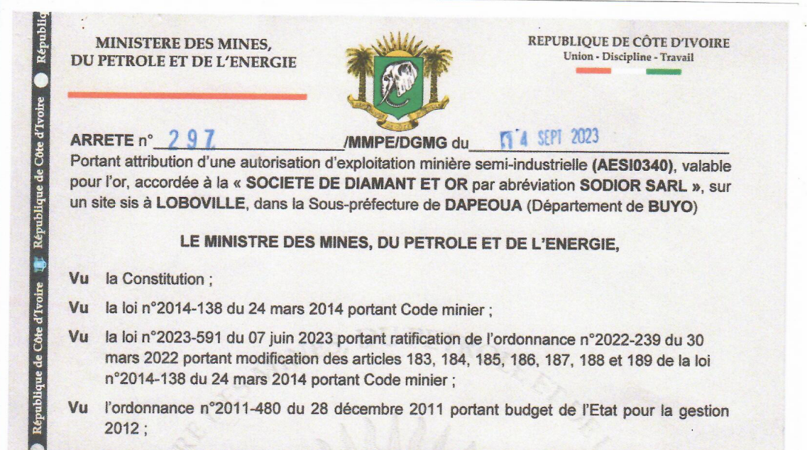 Carte minière de Buyo