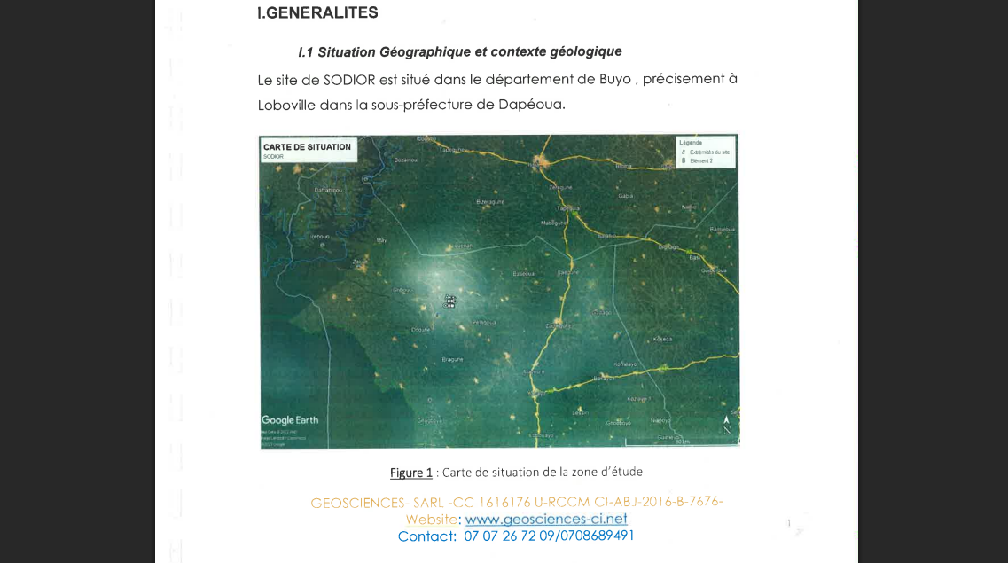 Carte minière de Buyo